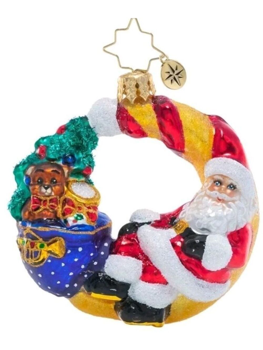 Christopher Radko OVER THE MOON FOR CHRISTMAS Glass Ornament Gem Size w/tag, NEW